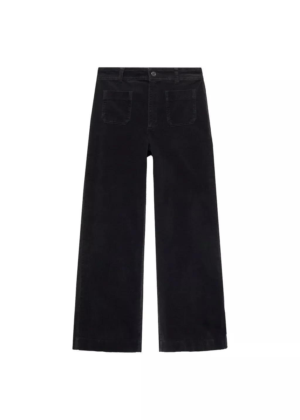 Black Catherin Culotte Corduroy Trousers, , large image number 2