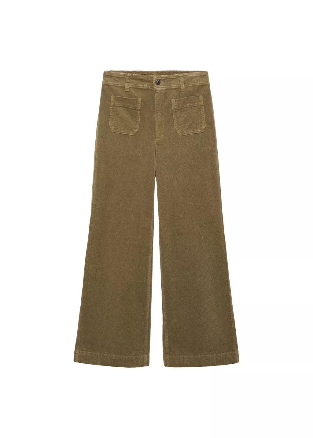 Khaki Catherin Culotte Corduroy Trousers, , large image number 2