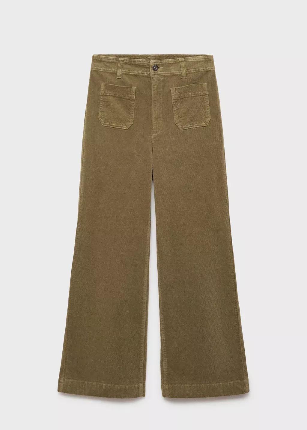 Khaki Catherin Culotte Corduroy Trousers, , large image number 4