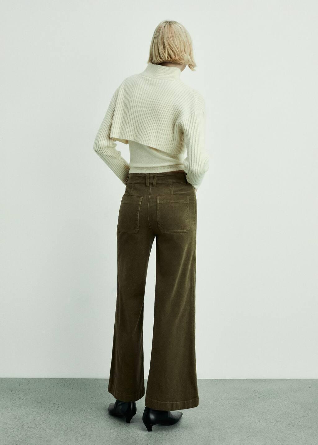 Khaki Catherin Culotte Corduroy Trousers, , large image number 5