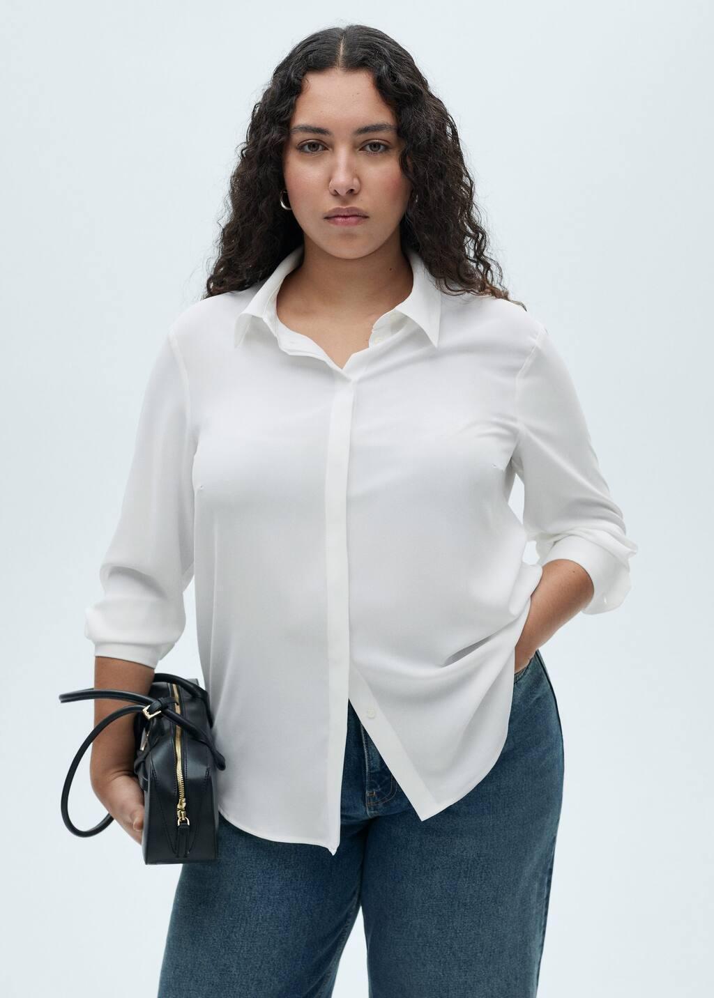White Flowing Long Sleeve Shirt, , large image number 6