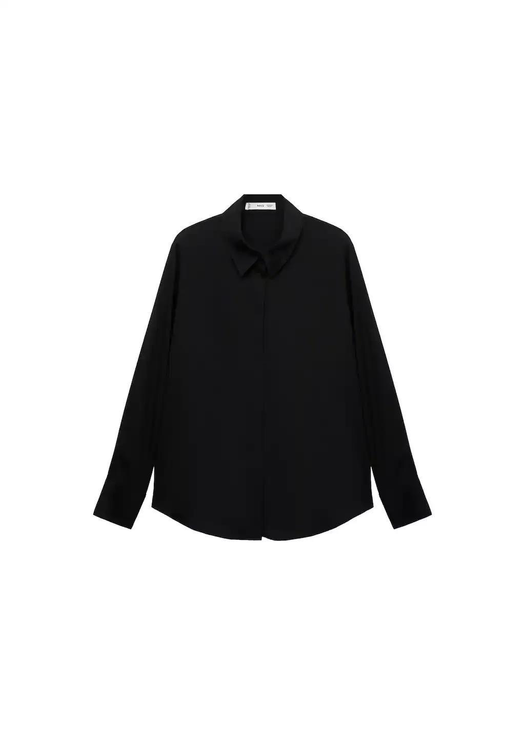 Black Flowing Long Sleeve Shirt, , large image number 2
