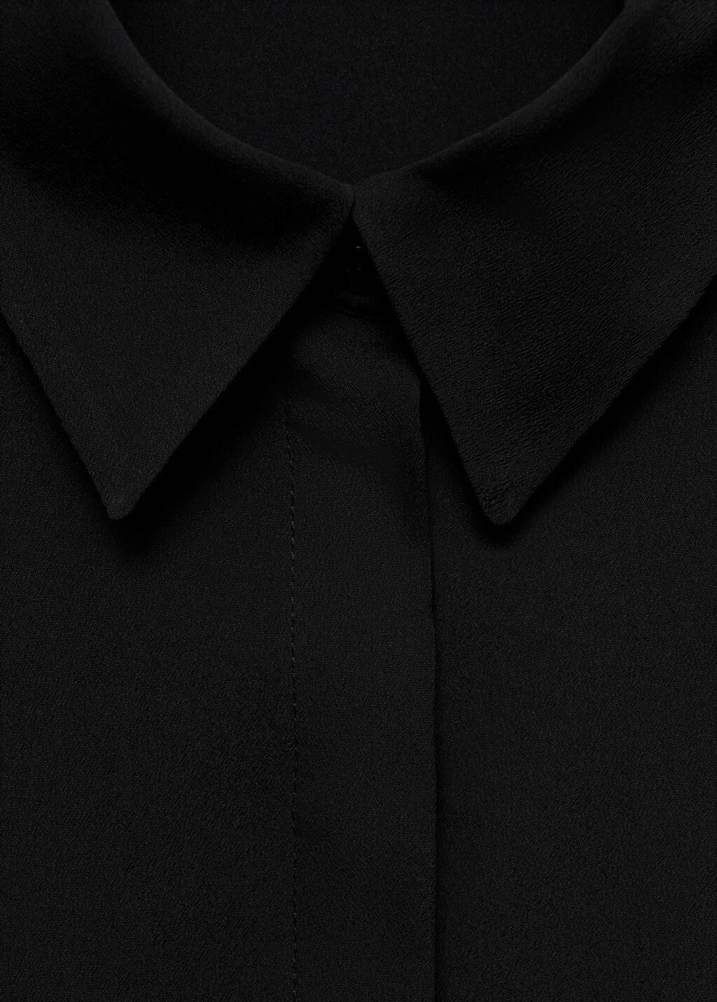Black Flowing Long Sleeve Shirt, , large image number 6