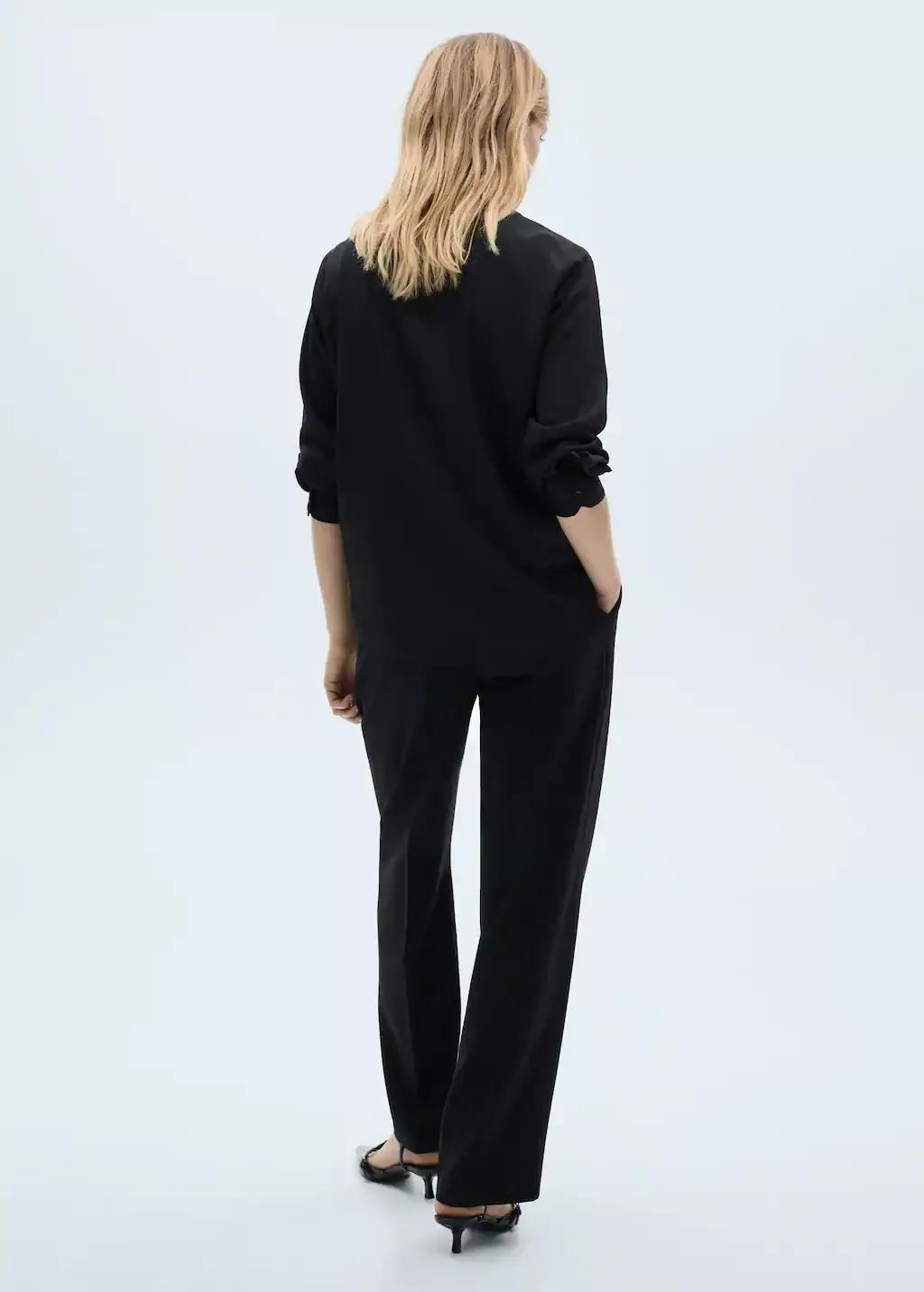 Black Flowing Long Sleeve Shirt, , large image number 8