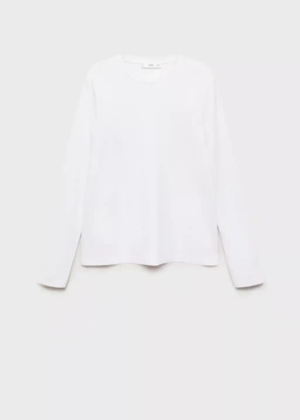 White Thin Round-Neck T-Shirt, , large image number 4