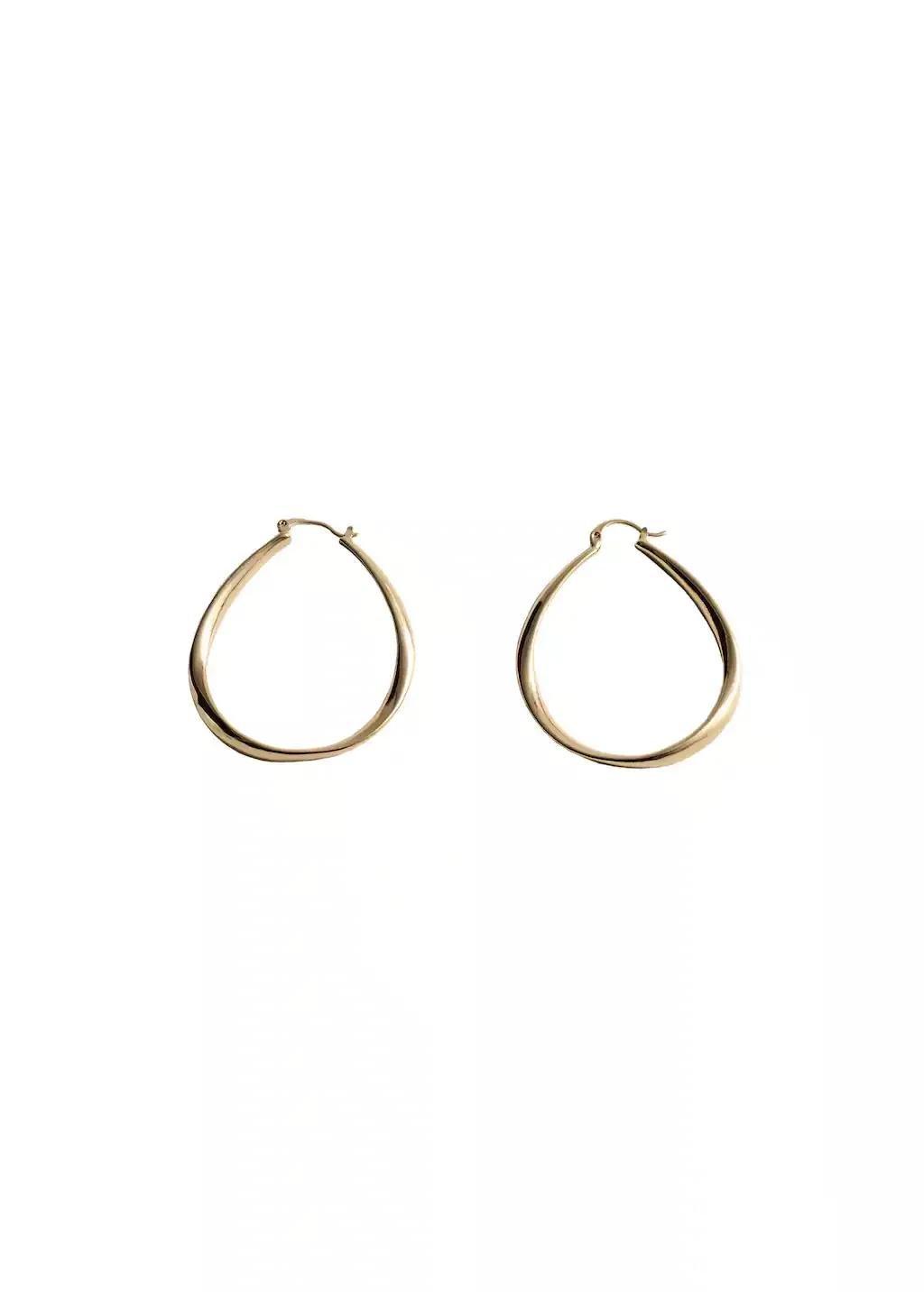 Gold Oval Hoop Earrings, Gold, large image number 2