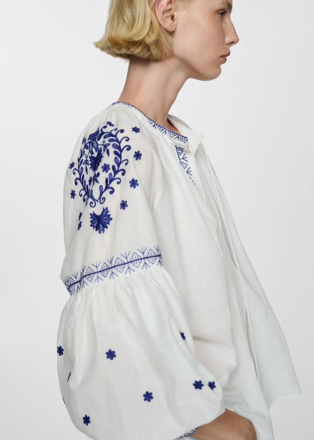 White Embroidered Detail Shirt, , large image number 2