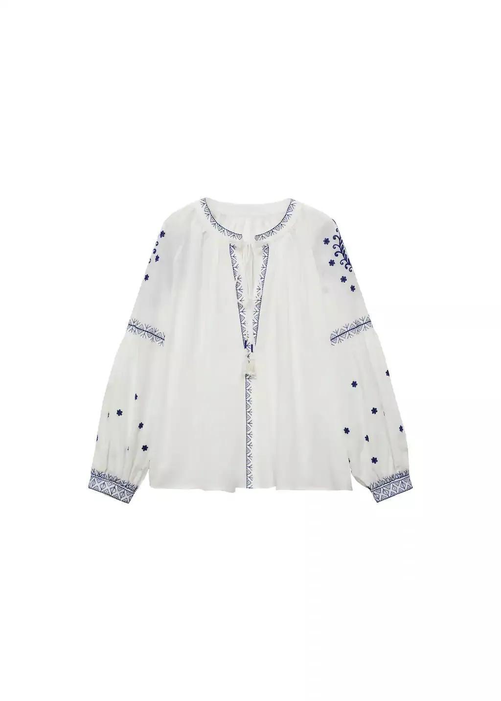 White Embroidered Detail Shirt, , large image number 3