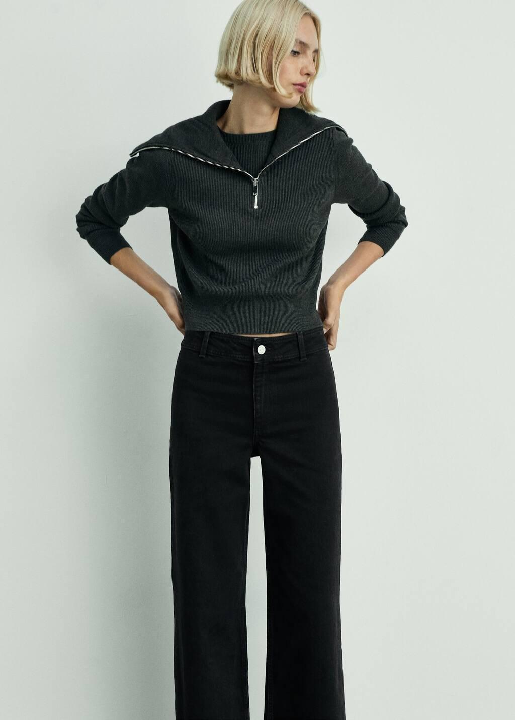 Grey Catherin Culotte High-Rise Jeans, , large image number 1