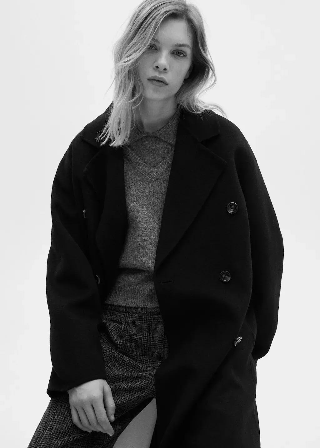 Black Handmade Oversized Wool Coat, , large image number 0
