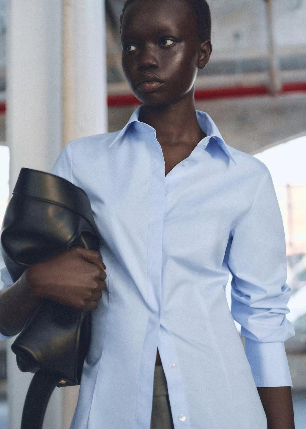 Blue Fitted Cotton Shirt, , large image number 0