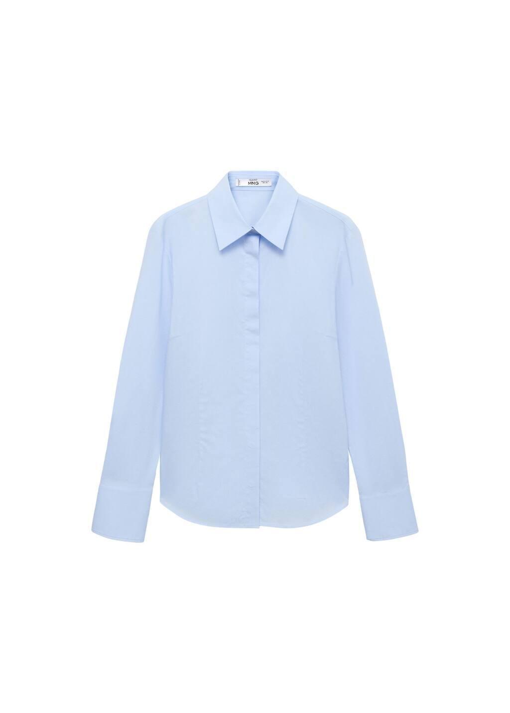 Blue Fitted Cotton Shirt, , large image number 2