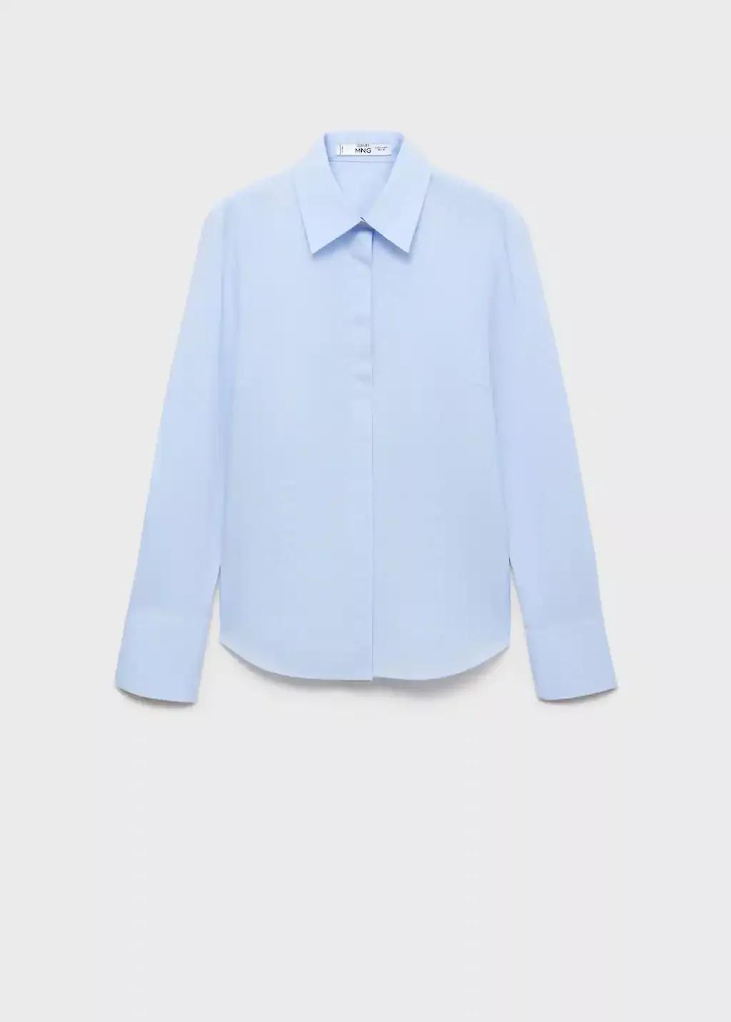 Blue Fitted Cotton Shirt, , large image number 5