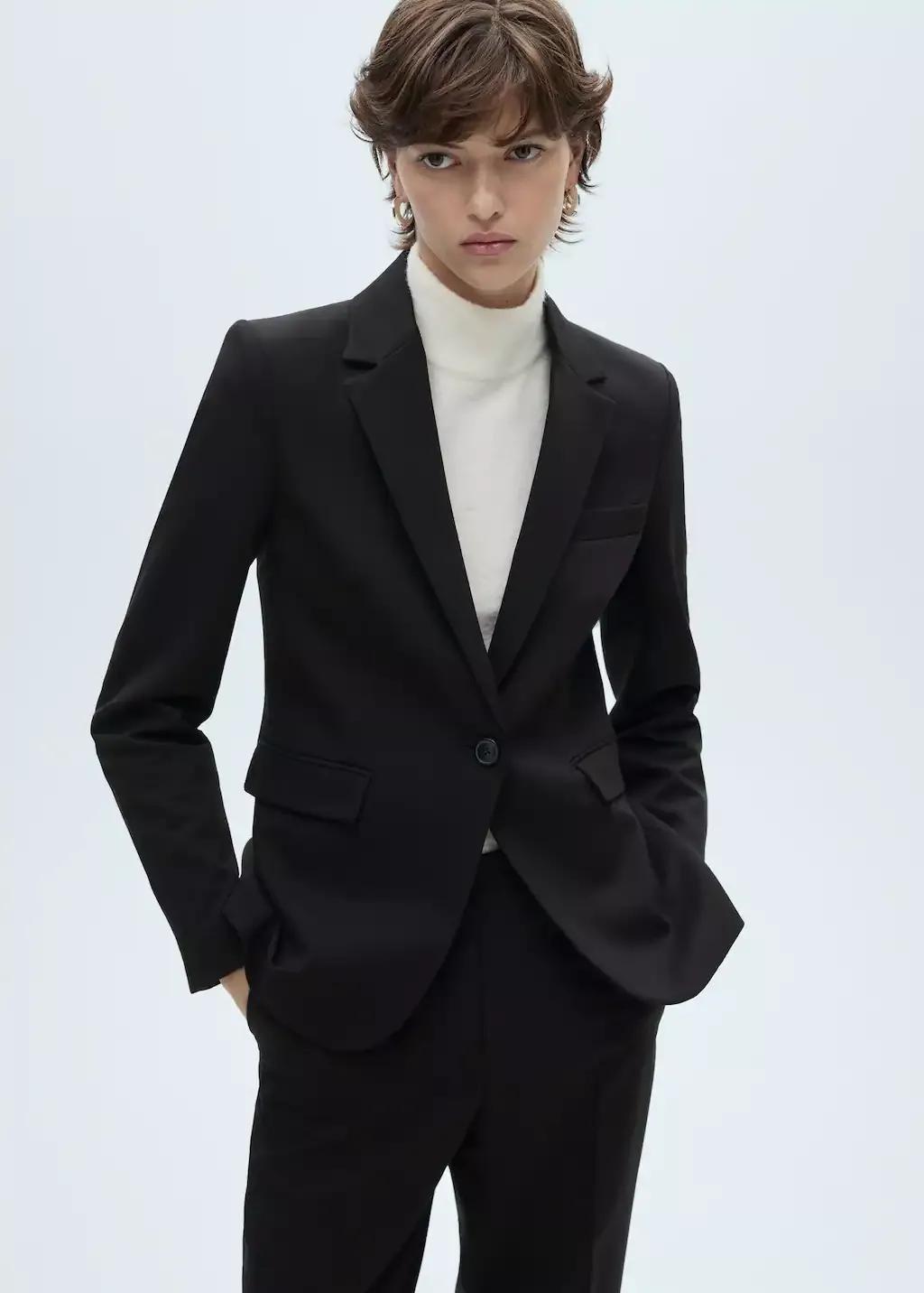 Black Tailored Suit Blazer, , large image number 0