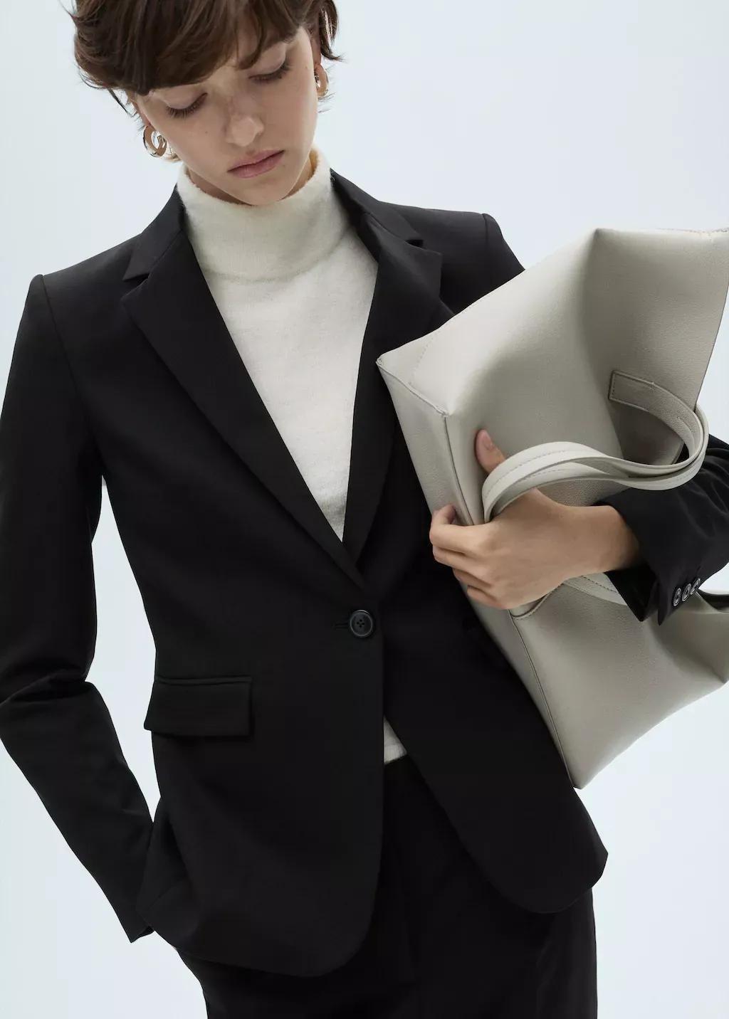 Black Tailored Suit Blazer, , large image number 3