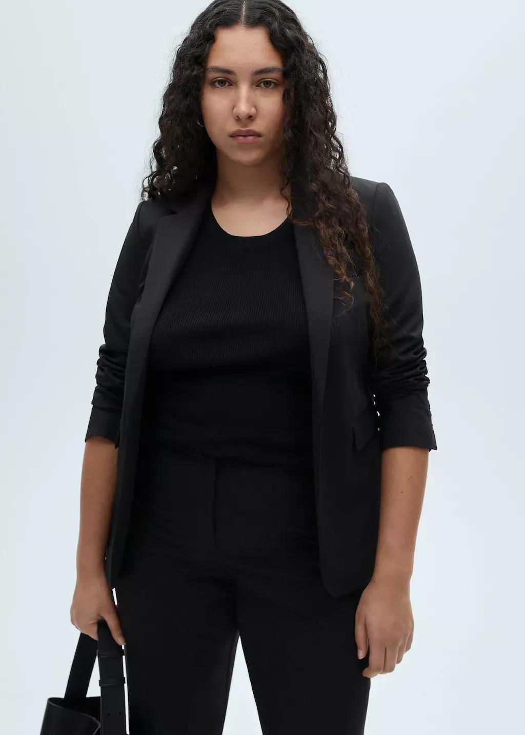 Black Tailored Suit Blazer, , large image number 6