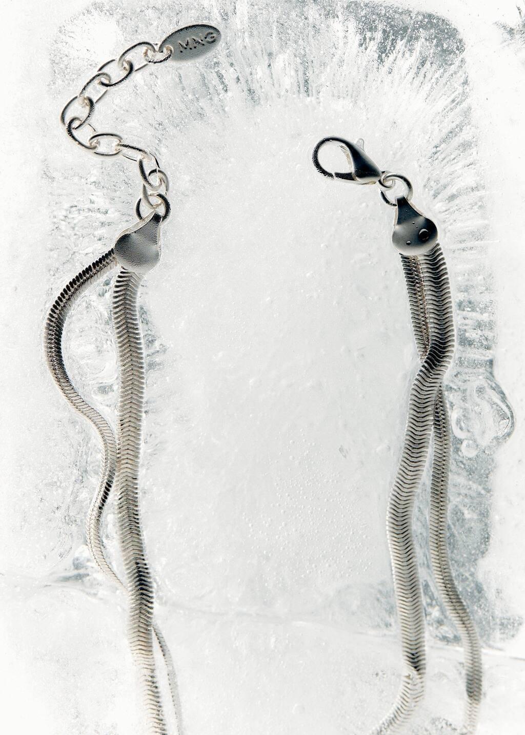 SILVER Textured double necklace, 0201_PL, large image number 4