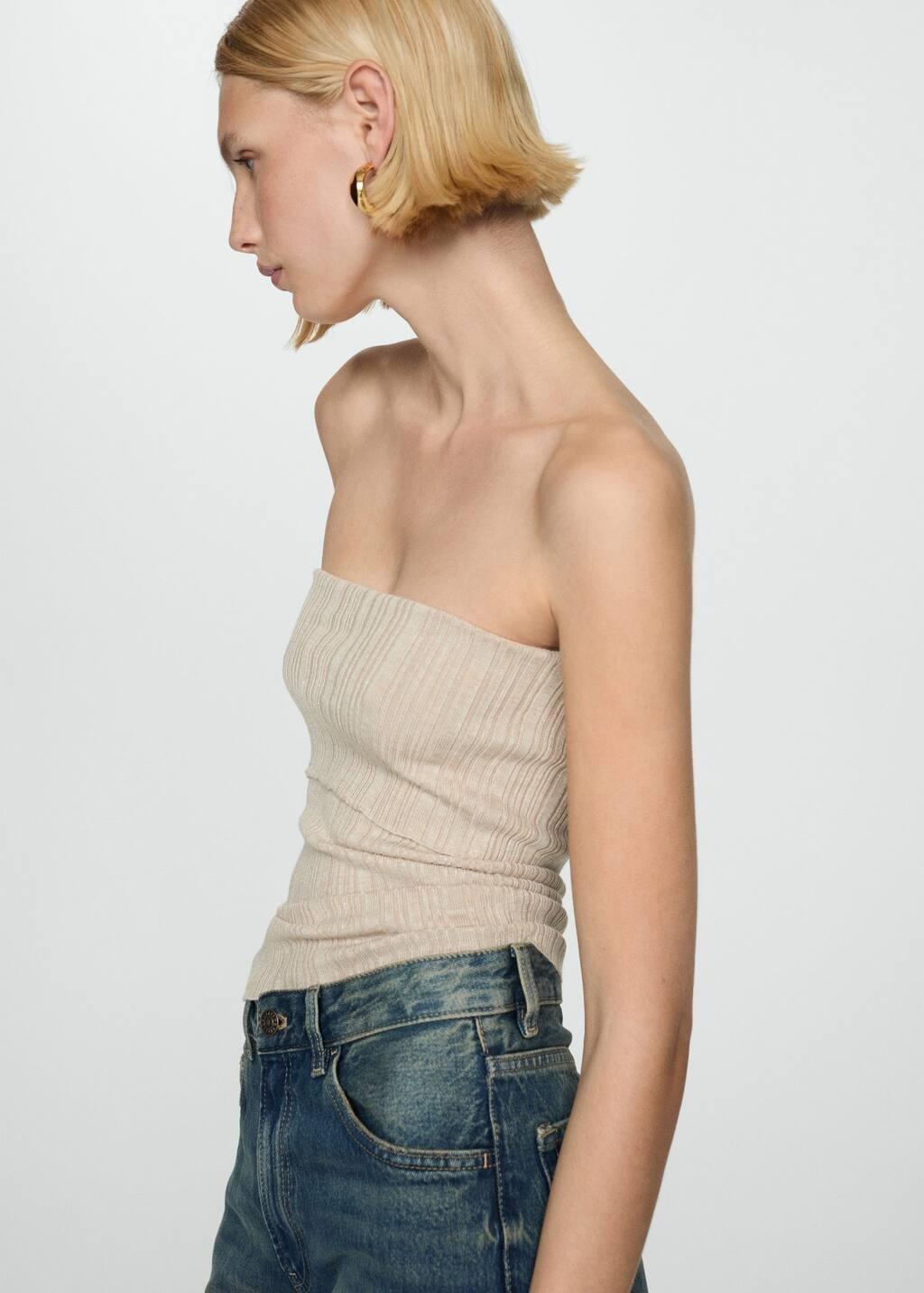 Grey Lt Pastel Strapless Knitted Top, , large image number 1