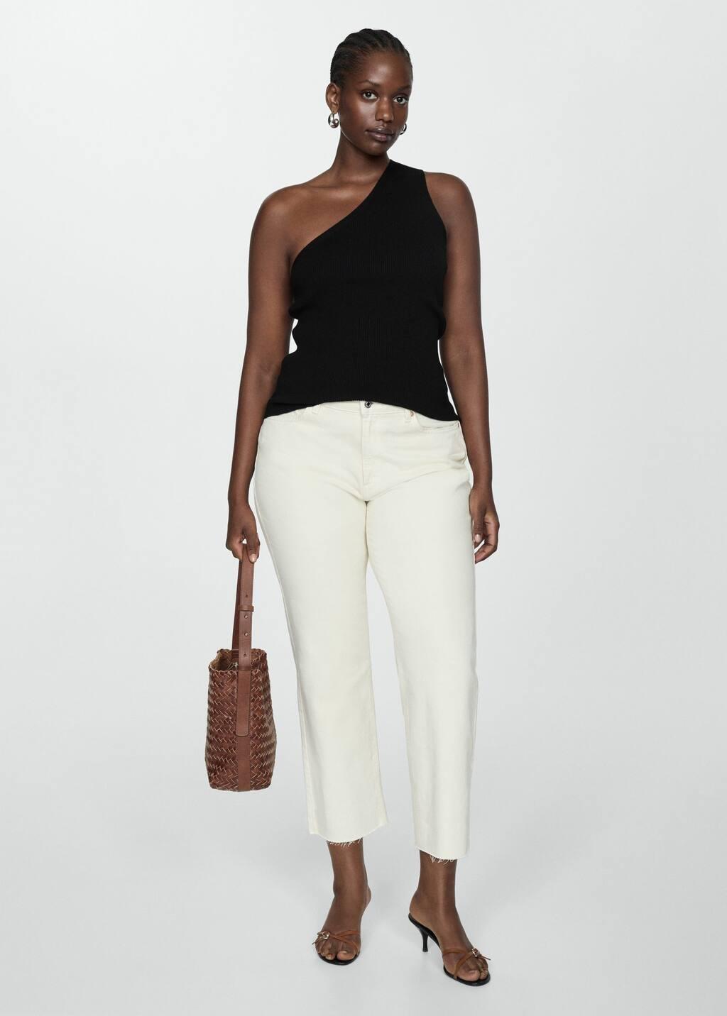 Black Knit Asymmetric Top, , large image number 2
