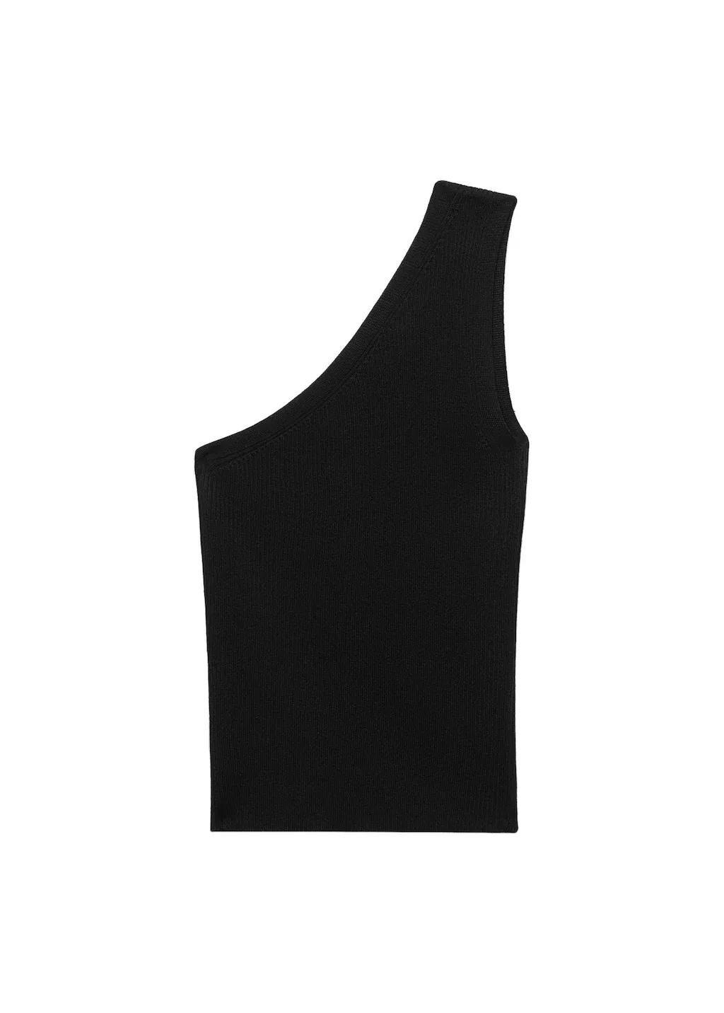 Black Knit Asymmetric Top, , large image number 3