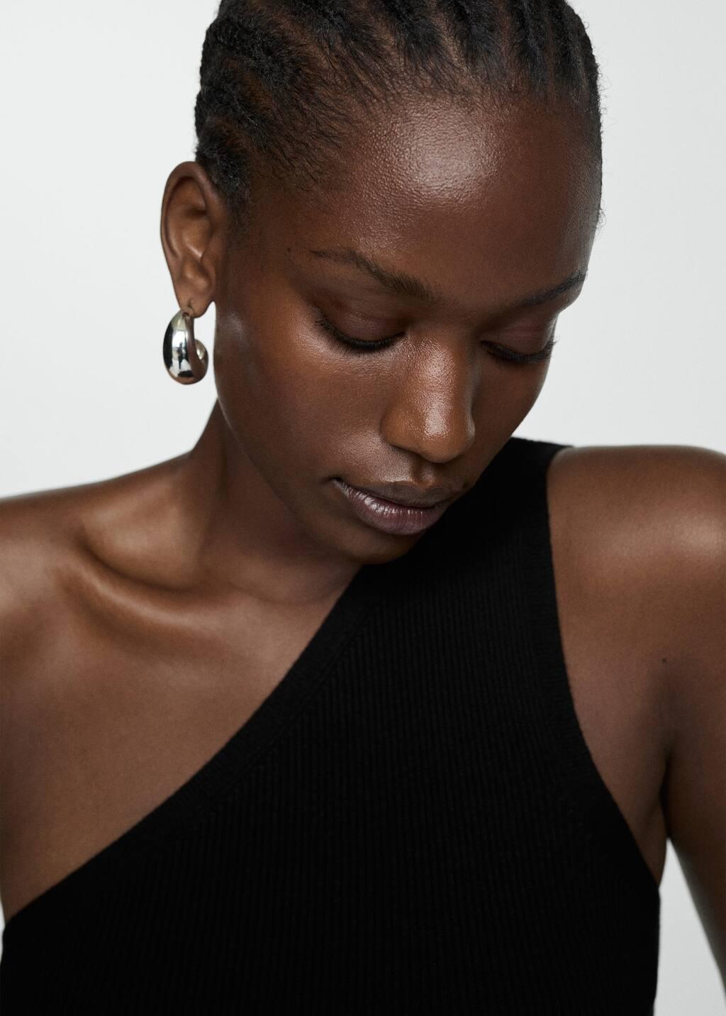 Black Knit Asymmetric Top, , large image number 4