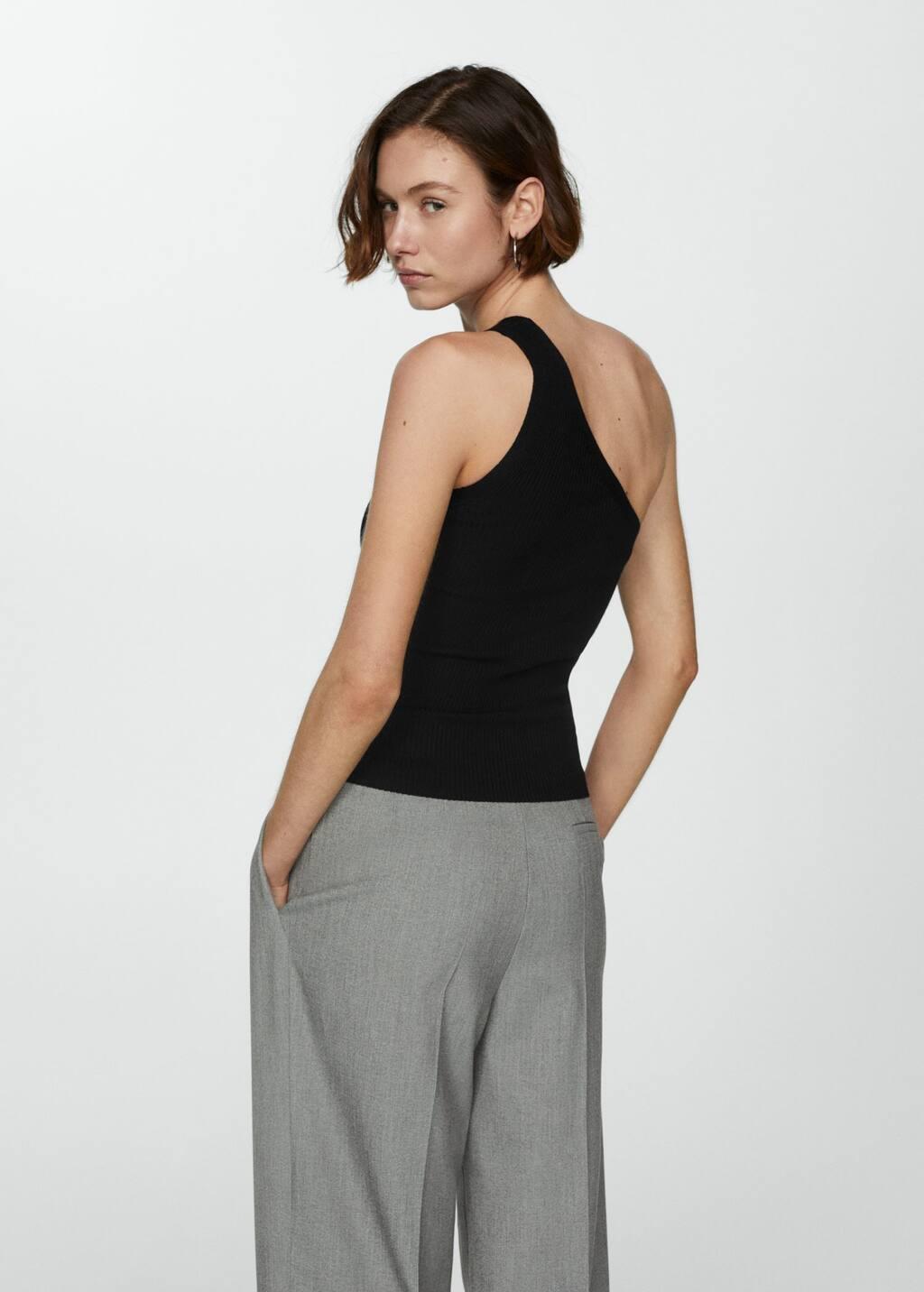 Black Knit Asymmetric Top, , large image number 7