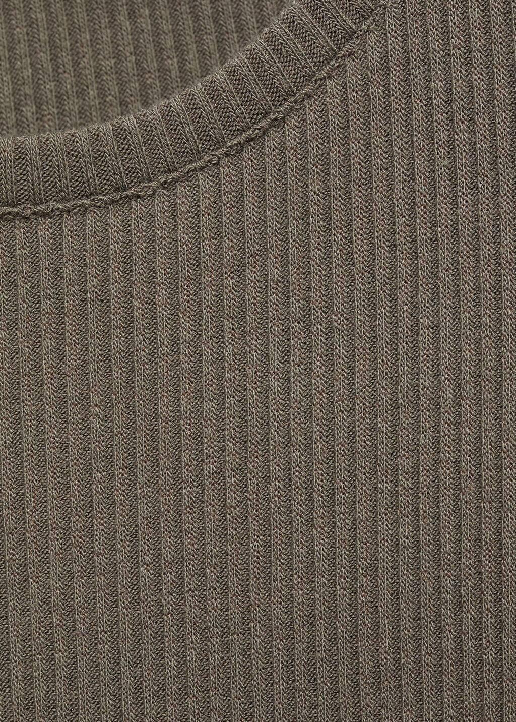Khaki Ribbed Long-Sleeved T-Shirt, , large image number 6