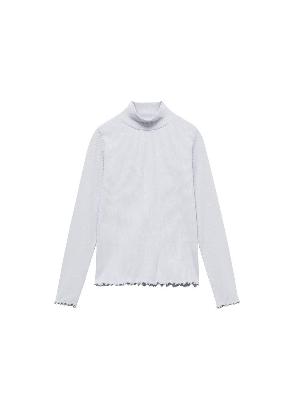 LT-PASTEL BLUE Ribbed high neck t-shirt, Kids Girl, , large image number 2