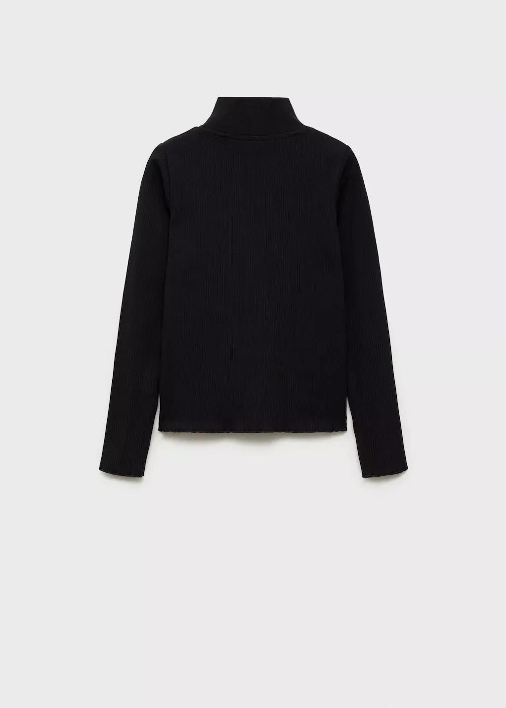 BLACK Ribbed high neck t-shirt, Kids Girl, , large image number 0