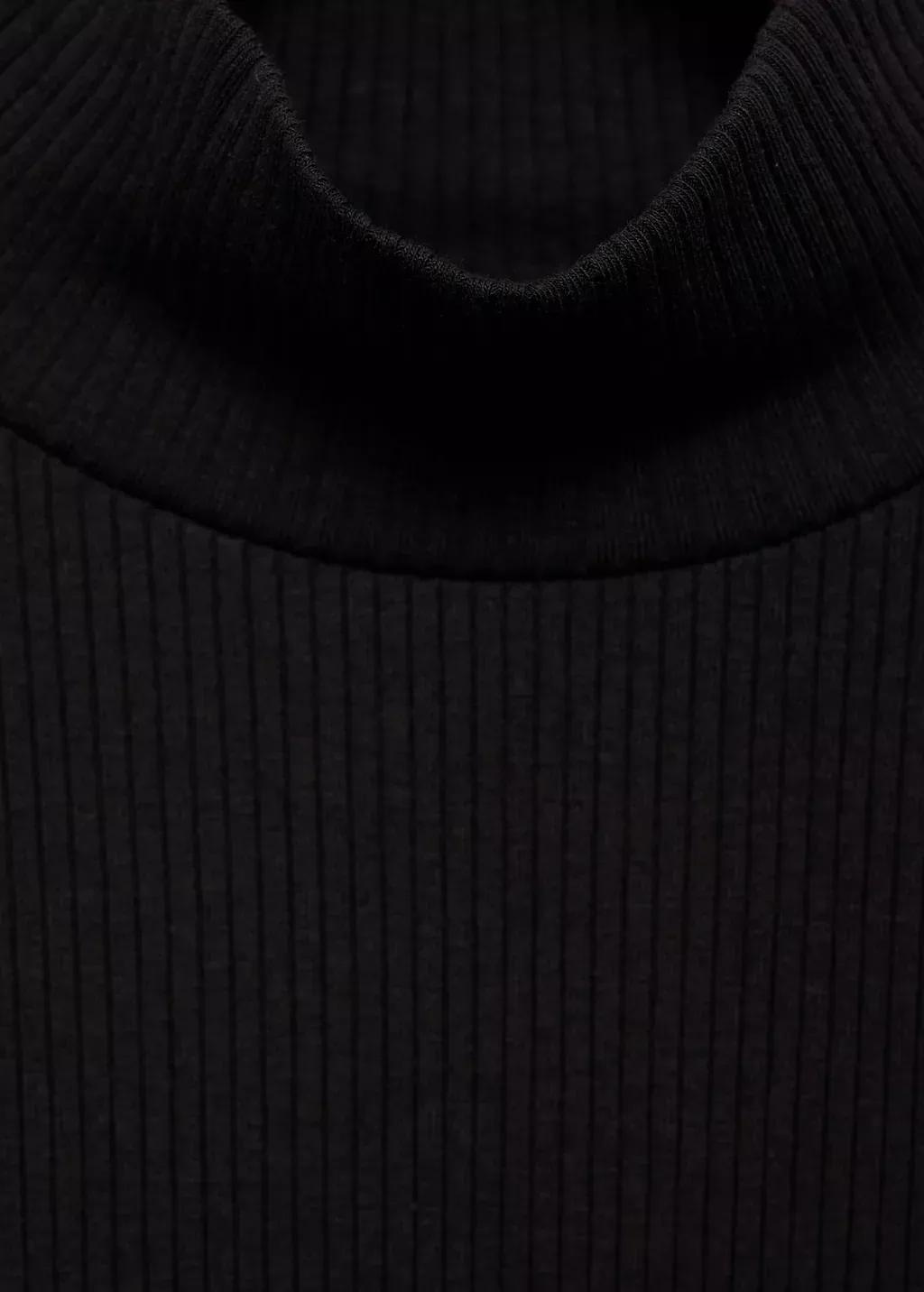 BLACK Ribbed high neck t-shirt, Kids Girl, , large image number 2