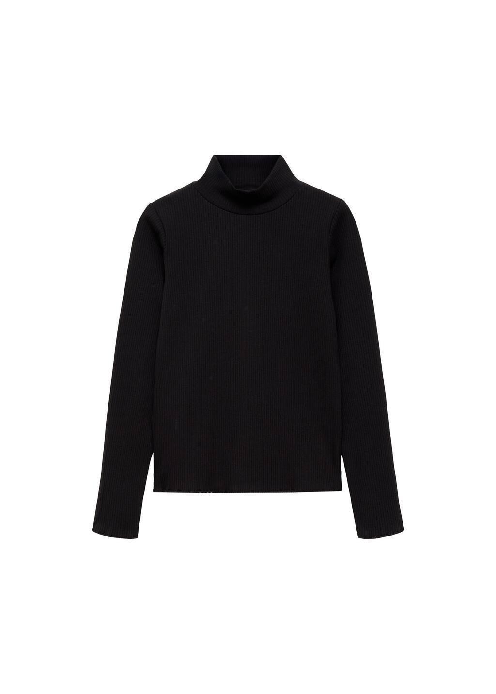 BLACK Ribbed high neck t-shirt, Kids Girl, , large image number 3