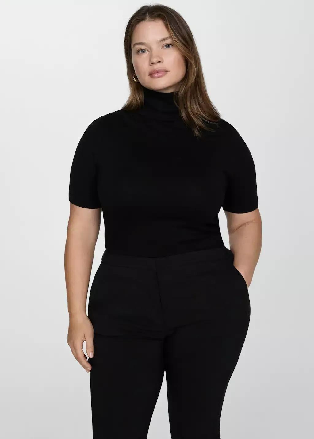 BLACK Ribbed high neck t-shirt, Kids Girl, , large image number 8
