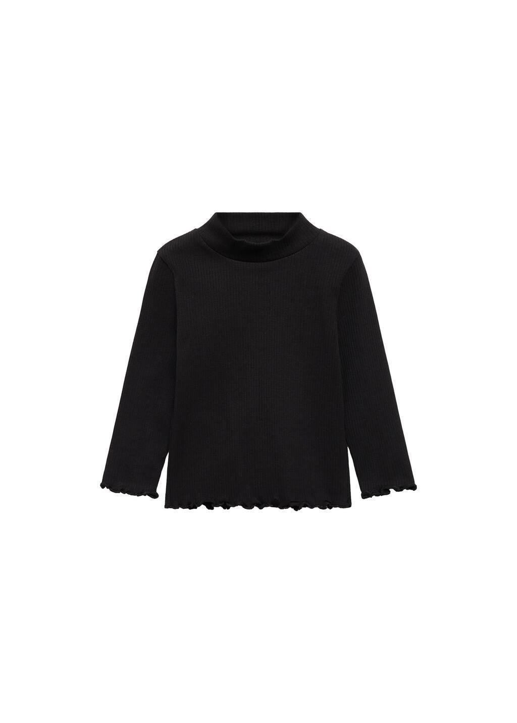 BLACK Ribbed high neck t-shirt, Baby Girl, , large image number 0