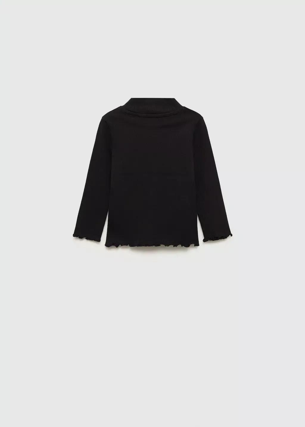 BLACK Ribbed high neck t-shirt, Baby Girl, , large image number 1