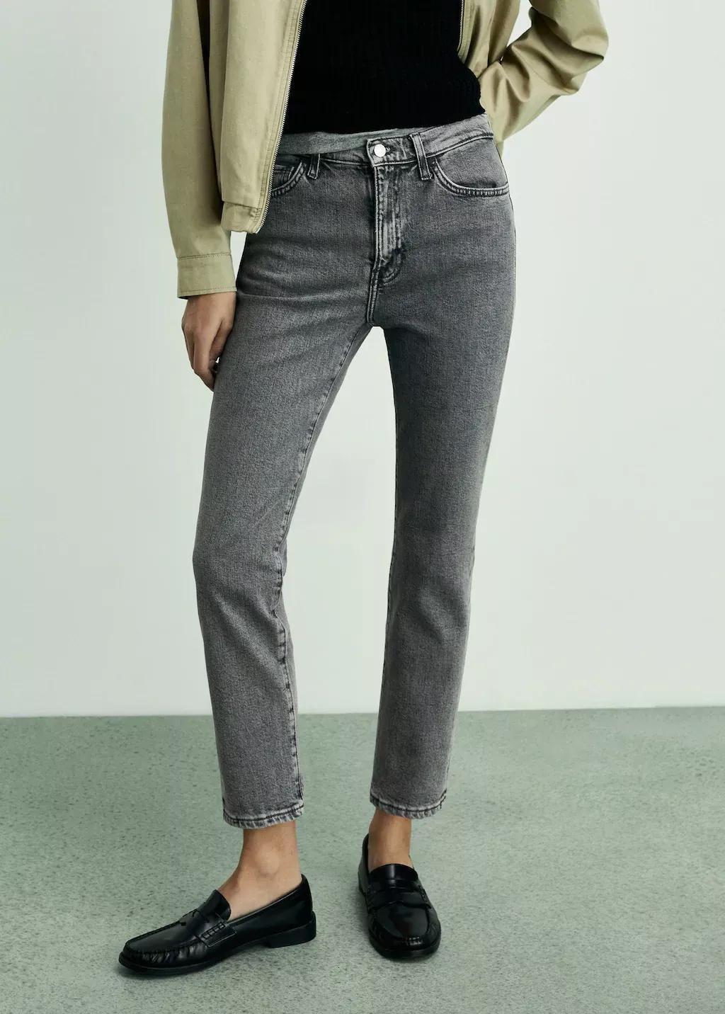 Grey Claudia Slim-Fit Cropped Jeans, , large image number 0