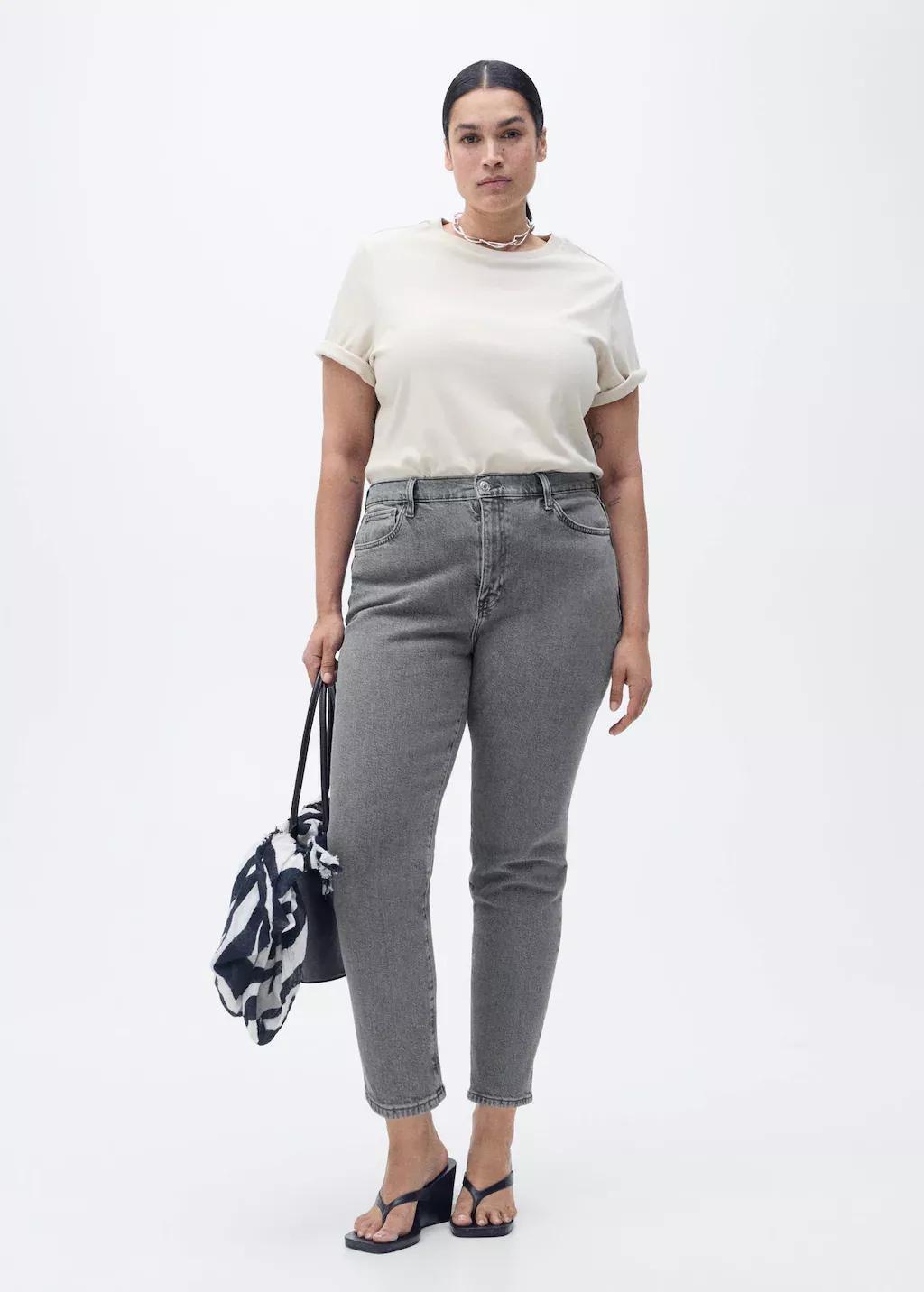 Grey Claudia Slim-Fit Cropped Jeans, , large image number 4
