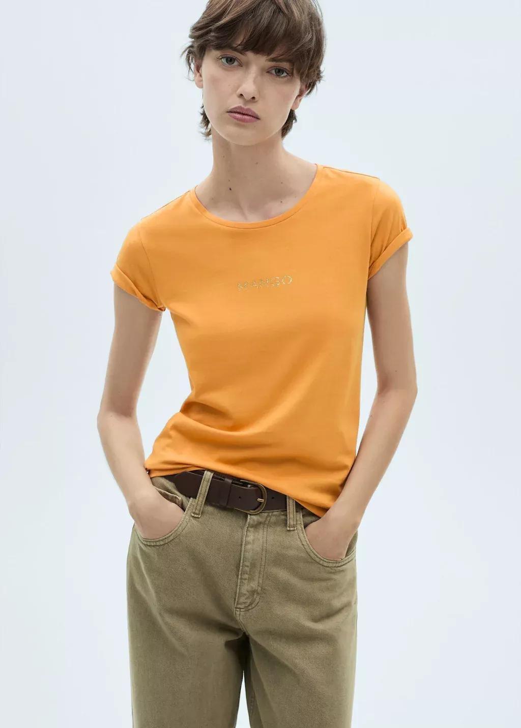 MEDIUM YELLOW Logo print cotton t-shirt, , medium