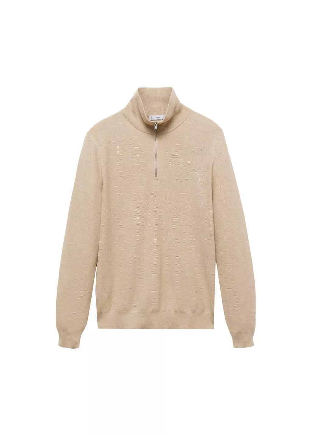 Cream Turtleneck Sweater With Microstructure, , large image number 2