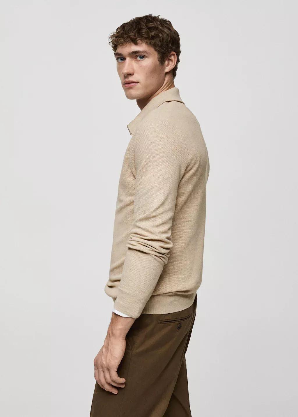 Cream Turtleneck Sweater With Microstructure, , large image number 3