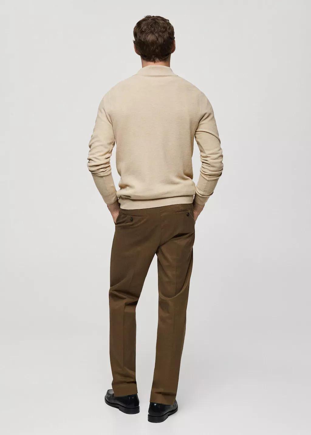 Cream Turtleneck Sweater With Microstructure, , large image number 6