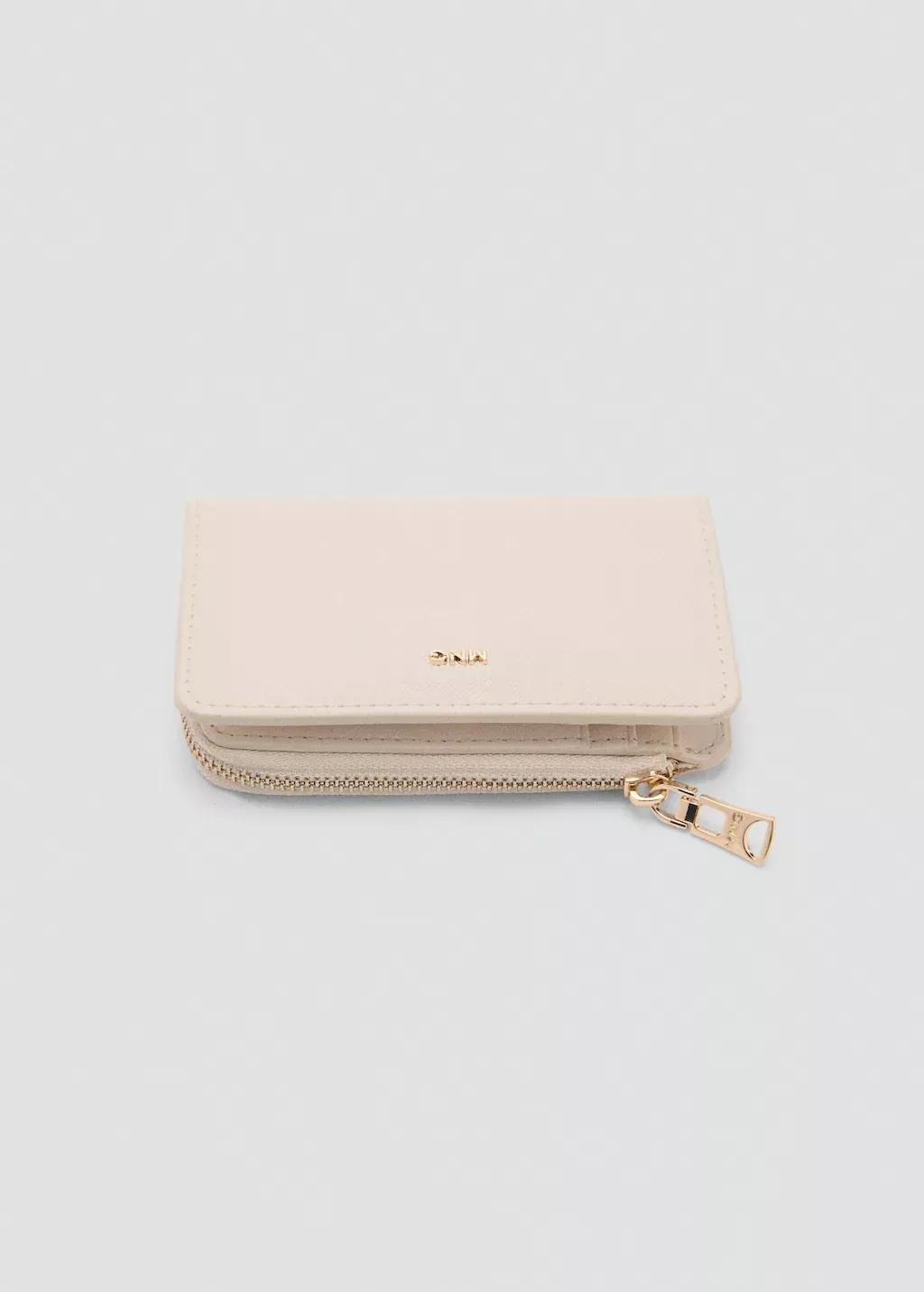 White Leather-Effect Wallet, Natural White, large image number 0