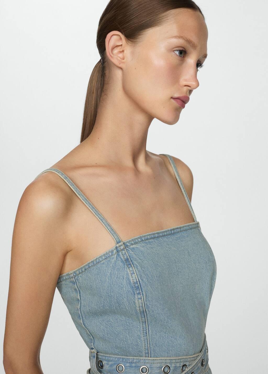 Blue Denim Dress With Belt, , large image number 1