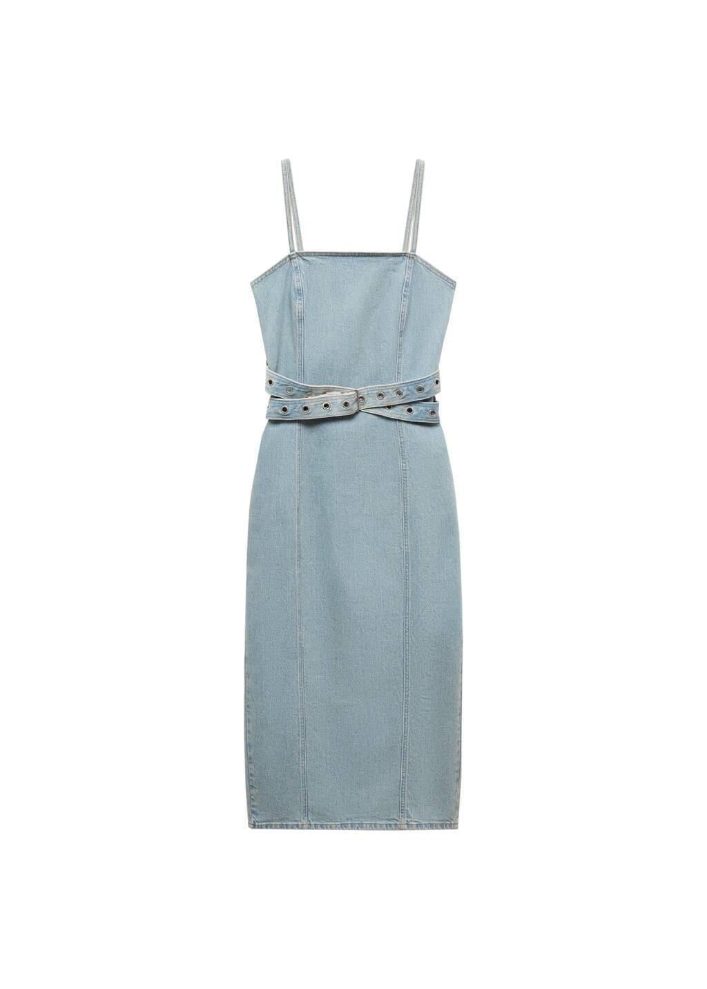 Blue Denim Dress With Belt, , large image number 3