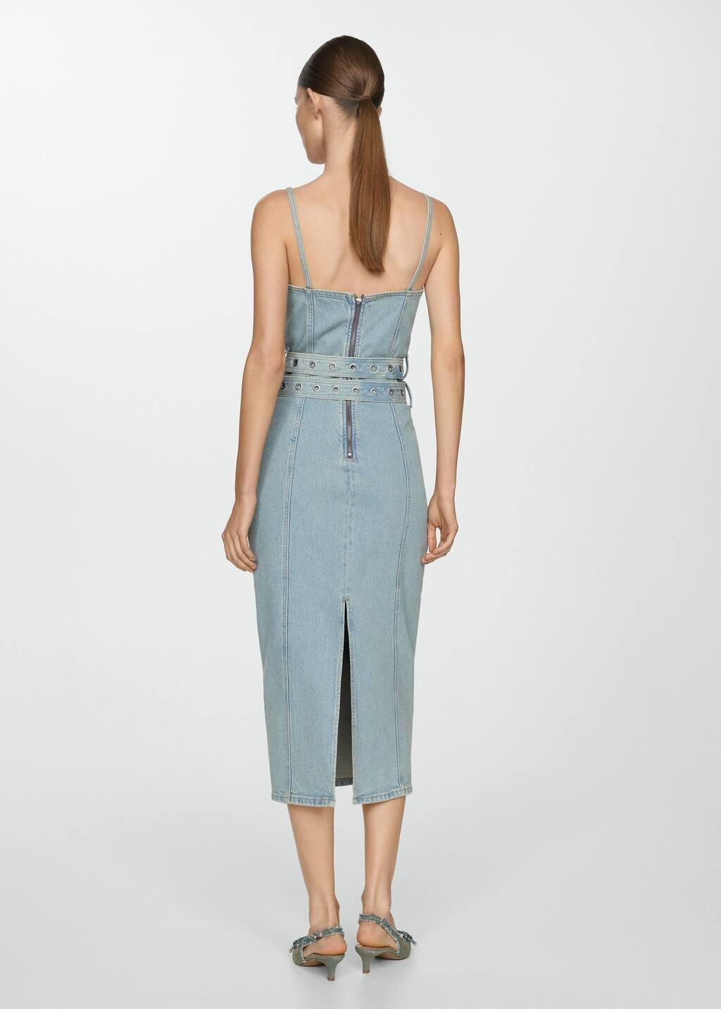 Blue Denim Dress With Belt, , large image number 6
