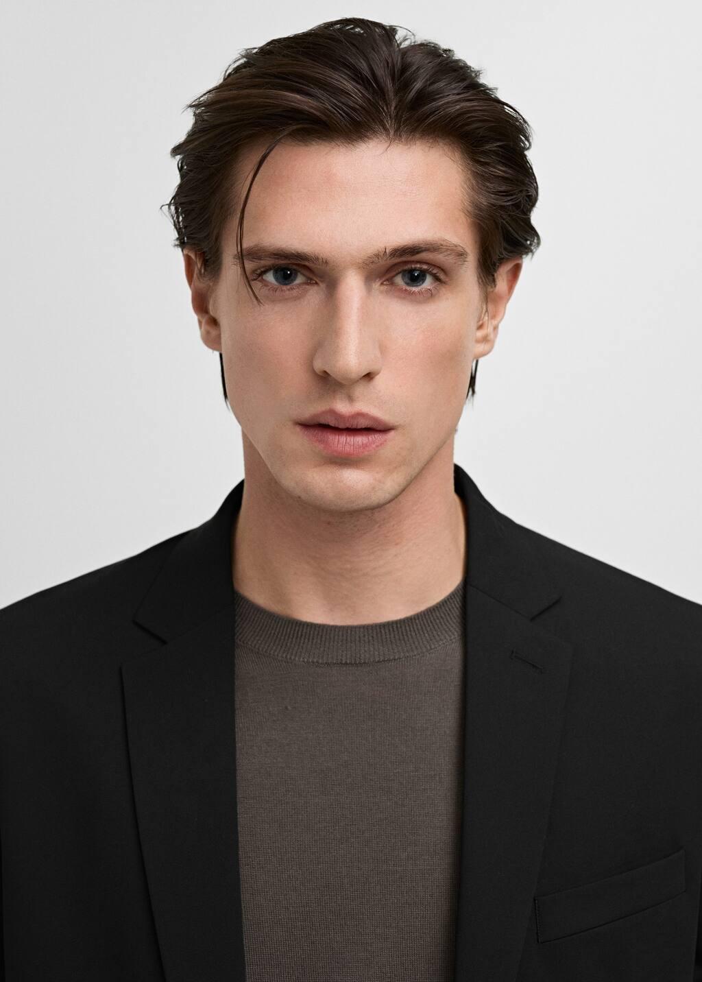 Black Super Slim Fit Suit Jacket Made Of Stretch Fabric, , large image number 1