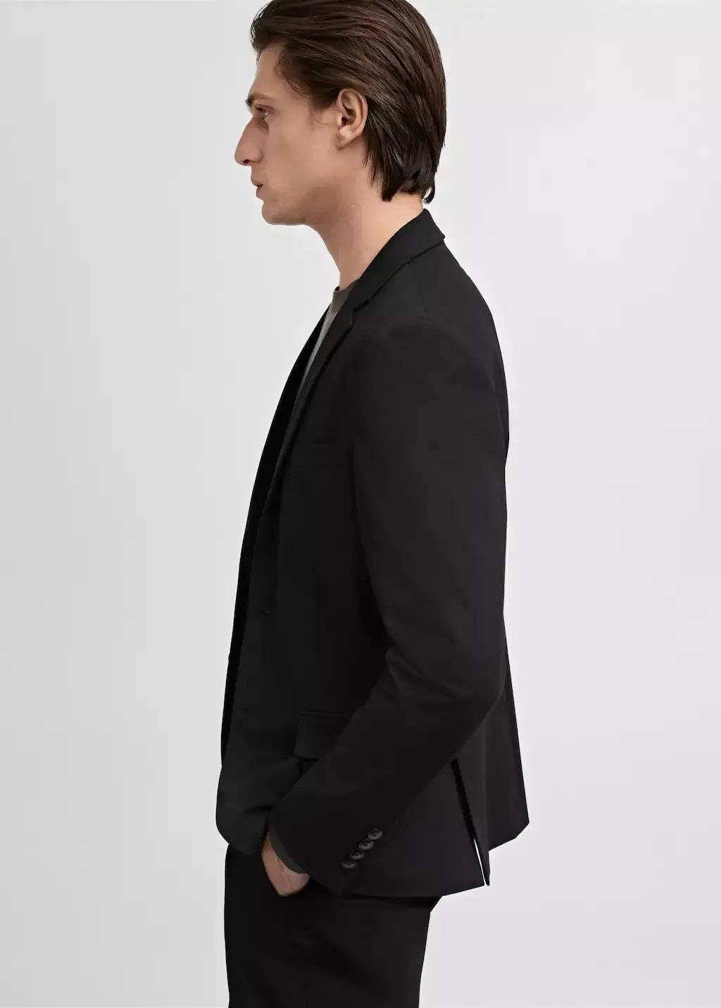 Black Super Slim Fit Suit Jacket Made Of Stretch Fabric, , large image number 3