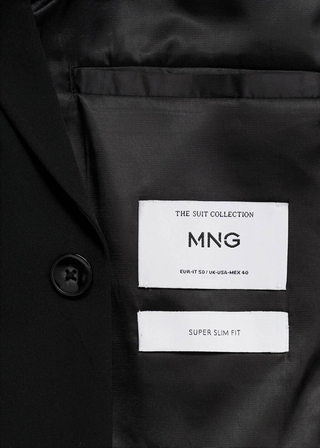 Black Super Slim Fit Suit Jacket Made Of Stretch Fabric, , large image number 4