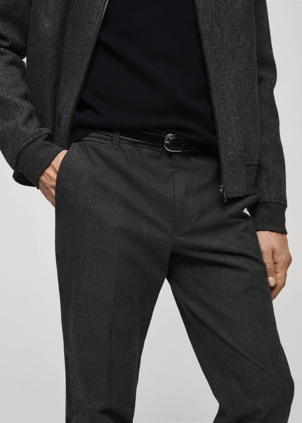 Grey Prince Of Wales Check Flannel Trousers, , large image number 1
