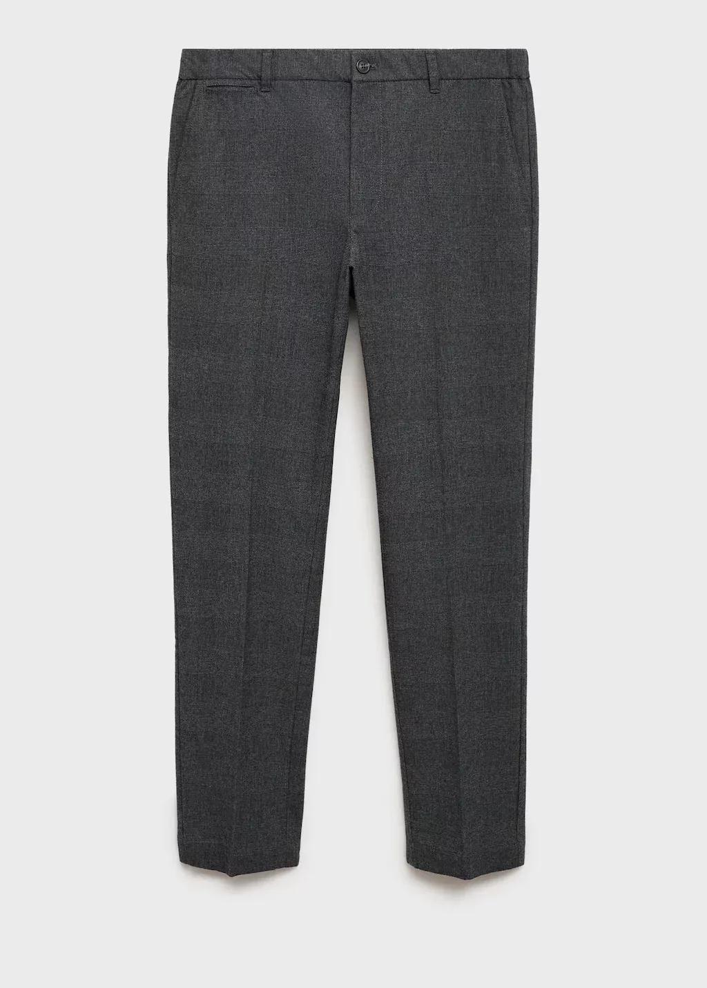 Grey Prince Of Wales Check Flannel Trousers, , large image number 4