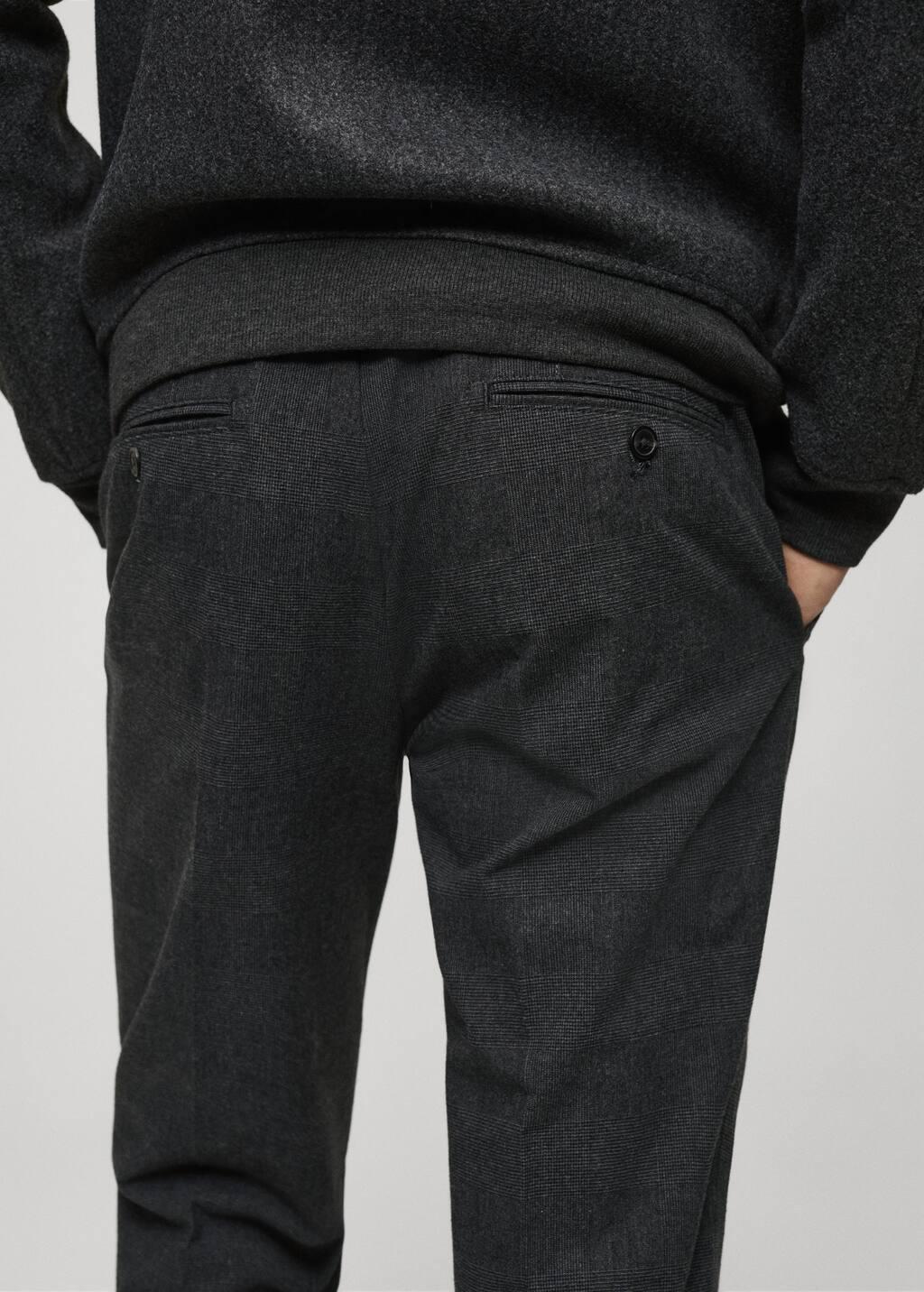 Grey Prince Of Wales Check Flannel Trousers, , large image number 5